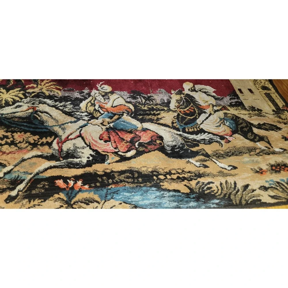 Vintage Persian Style Horse Riders Scene Tapestry Wall Hanging Decor